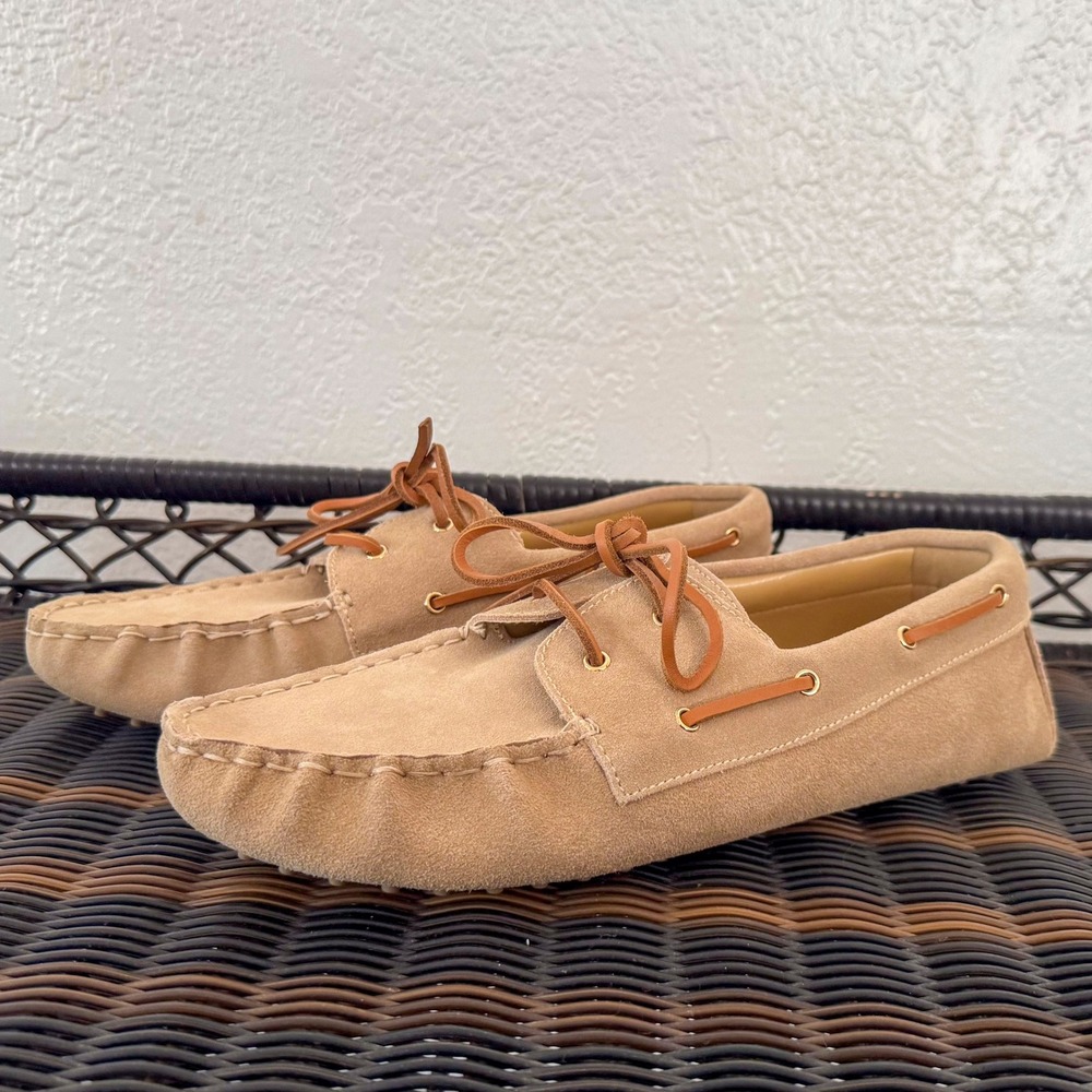 Ann Taylor Suede Leather Tan Brown Driving Moccasins Boat Shoes Women's